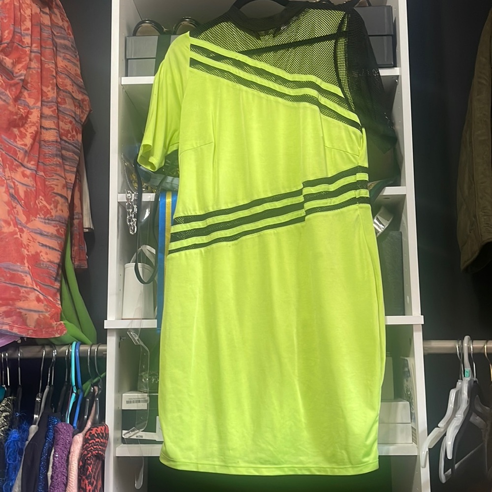 Green and mesh bodycon dress